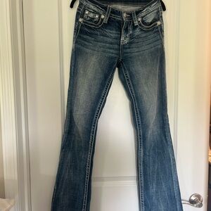 Miss Me Blue Boot Cut Jeans with Vintage Fading